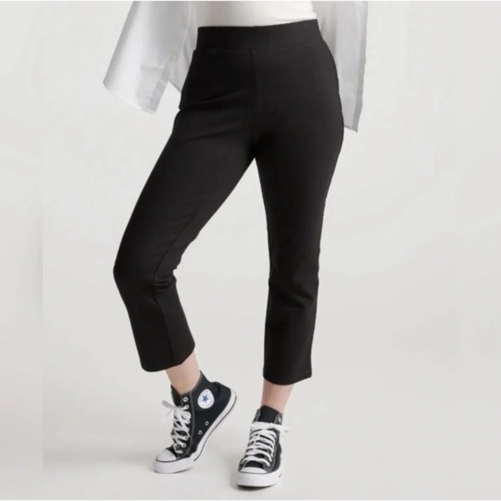 Quince NEW Women XL UltraStretch Ponte Kick Flare Pant Black Office Wear Career